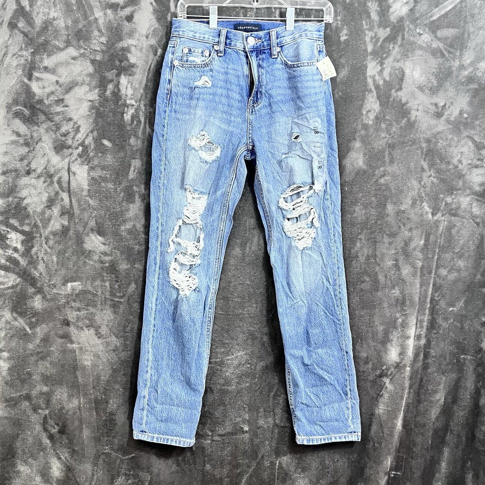 AEROPOSTALE Jeans Women's Size 00 Destroyed  Blue Denim Distressed New